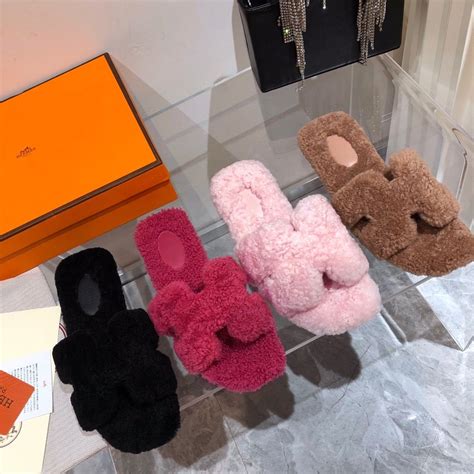 hermes fur slides|hermes slides for women.